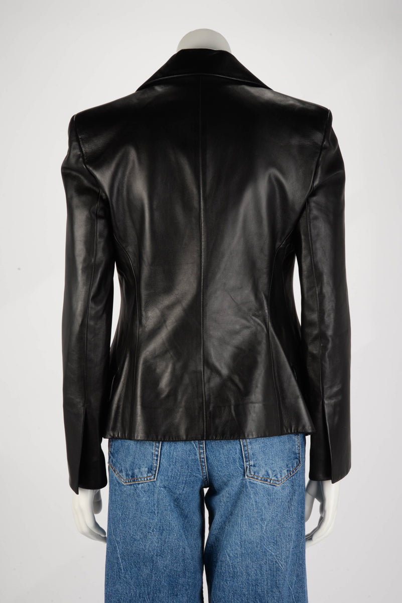 Louis Vuitton Black Lambskin White Button Detail Blazer FR 38 Fashion Accessory