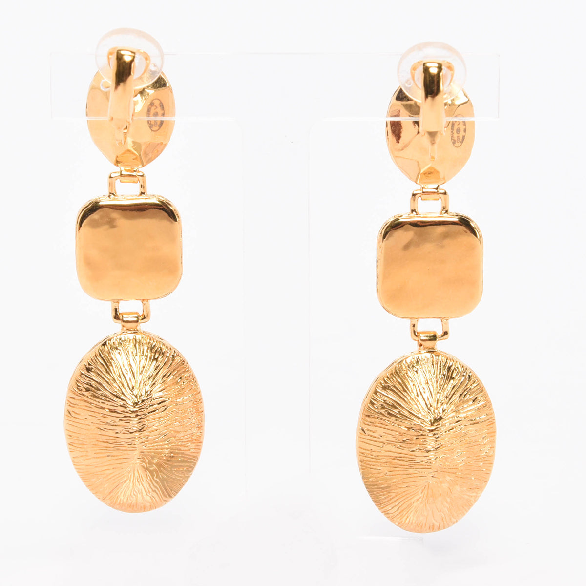 Chanel Gold & Black Crystal Cc Clip-On Earrings