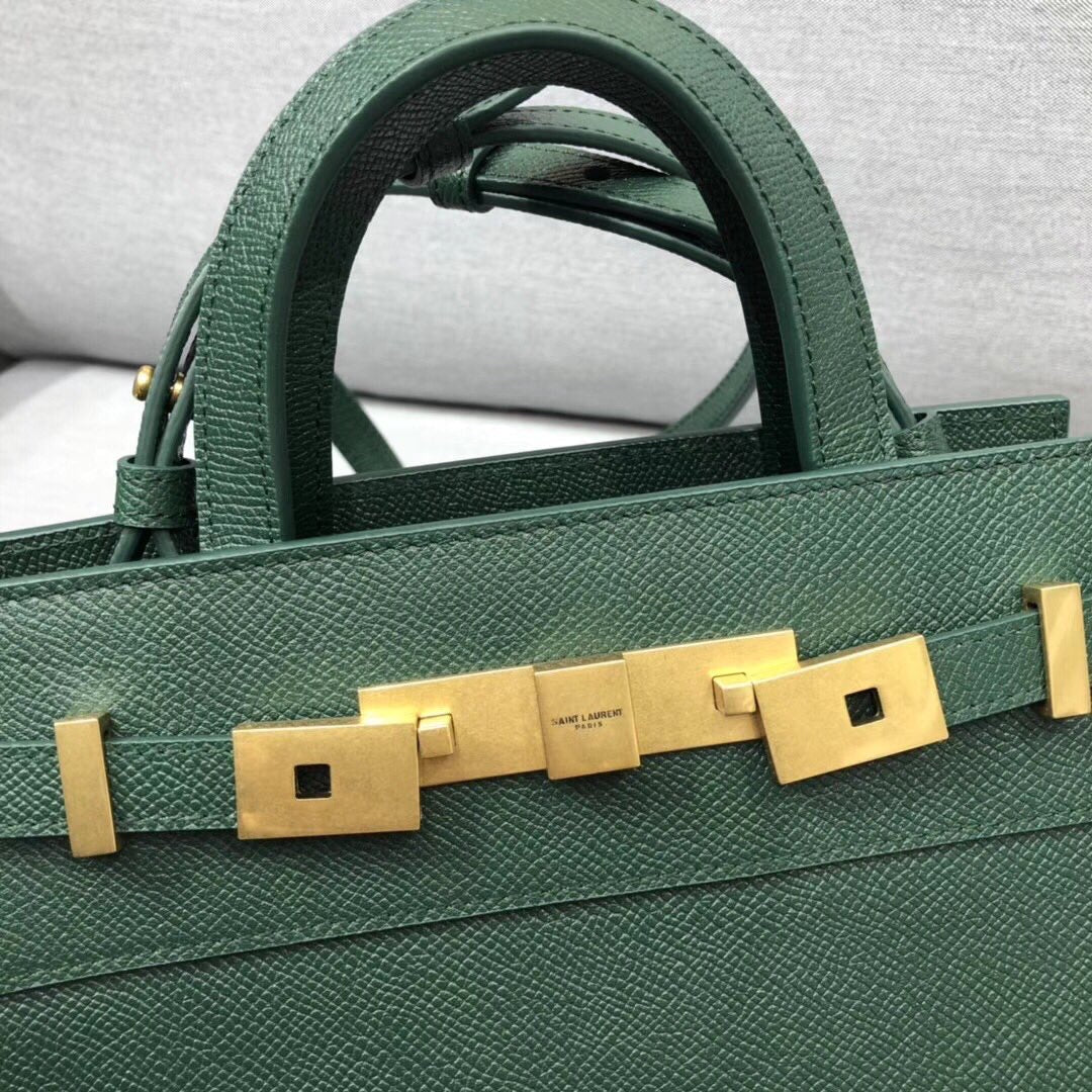 YSL Saint Laurent Manhattan Nano Shopping Box 8in Green Handbag