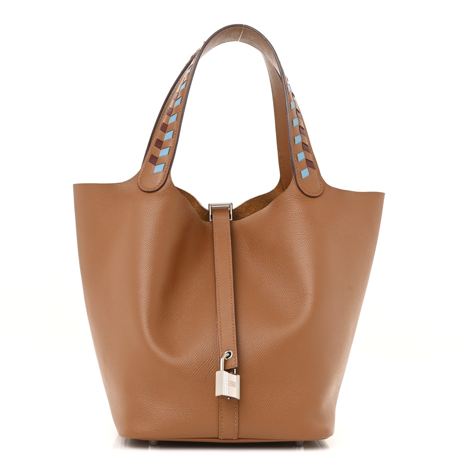 Hermes Epsom Tressage De Cuir Picotin Lock Bleu Du Gold Travel Bag