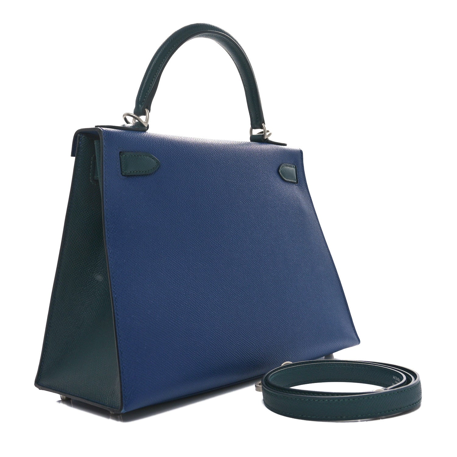 Hermes Epsom Horseshoe Kelly Sellier Bleu Saphir Vert Cypress Shoes