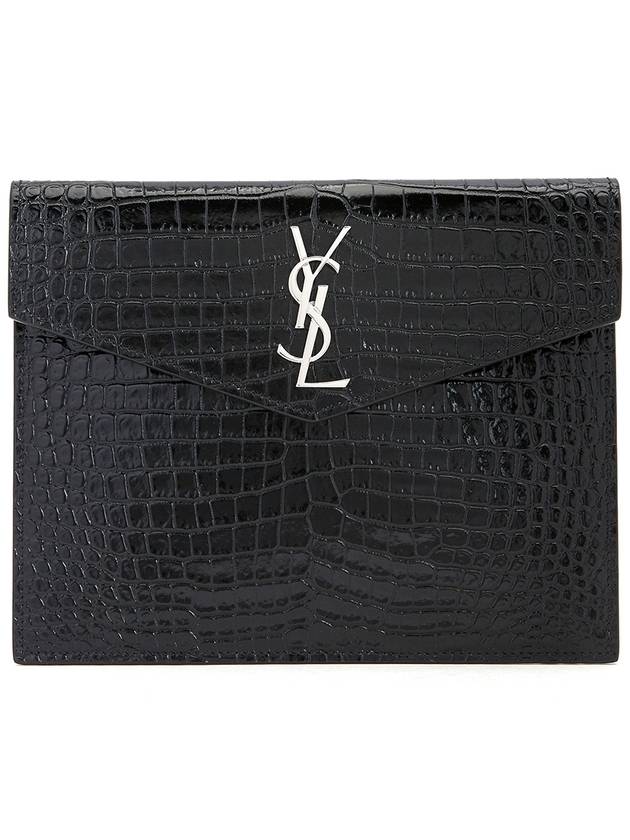 YSL Saint Laurent Saint Laurent Trending Crocodile Uptown Pouch Bag Black Travel Bag