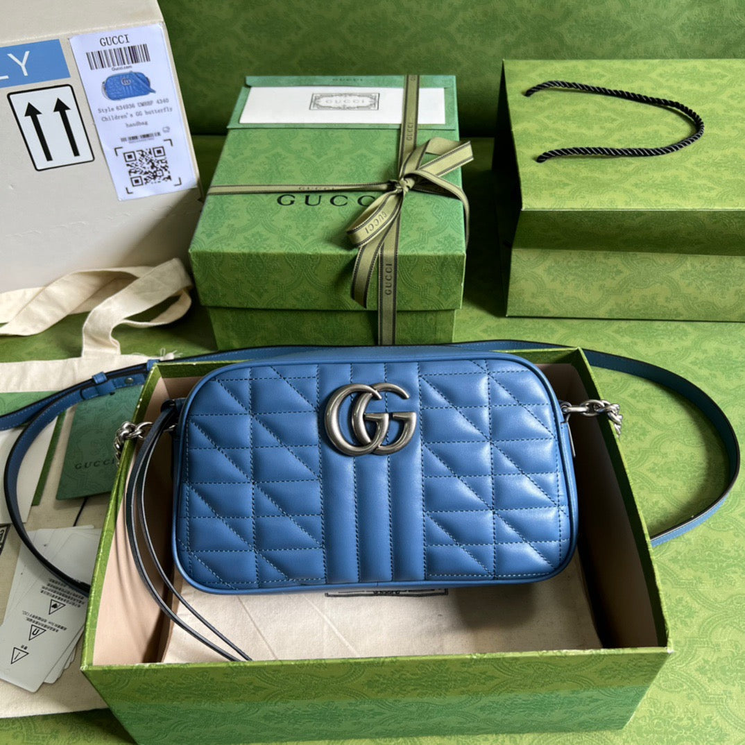 gg Marmont , ’s 9.5in Matelasse Blue Shoulder Bag