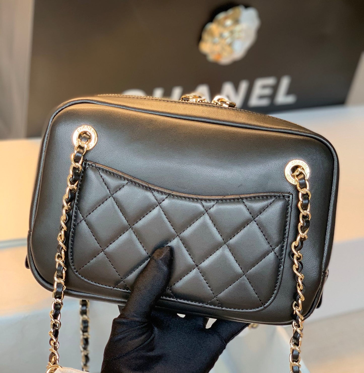 CHL Camera Cubic Top Qualityamonds Black Handbag