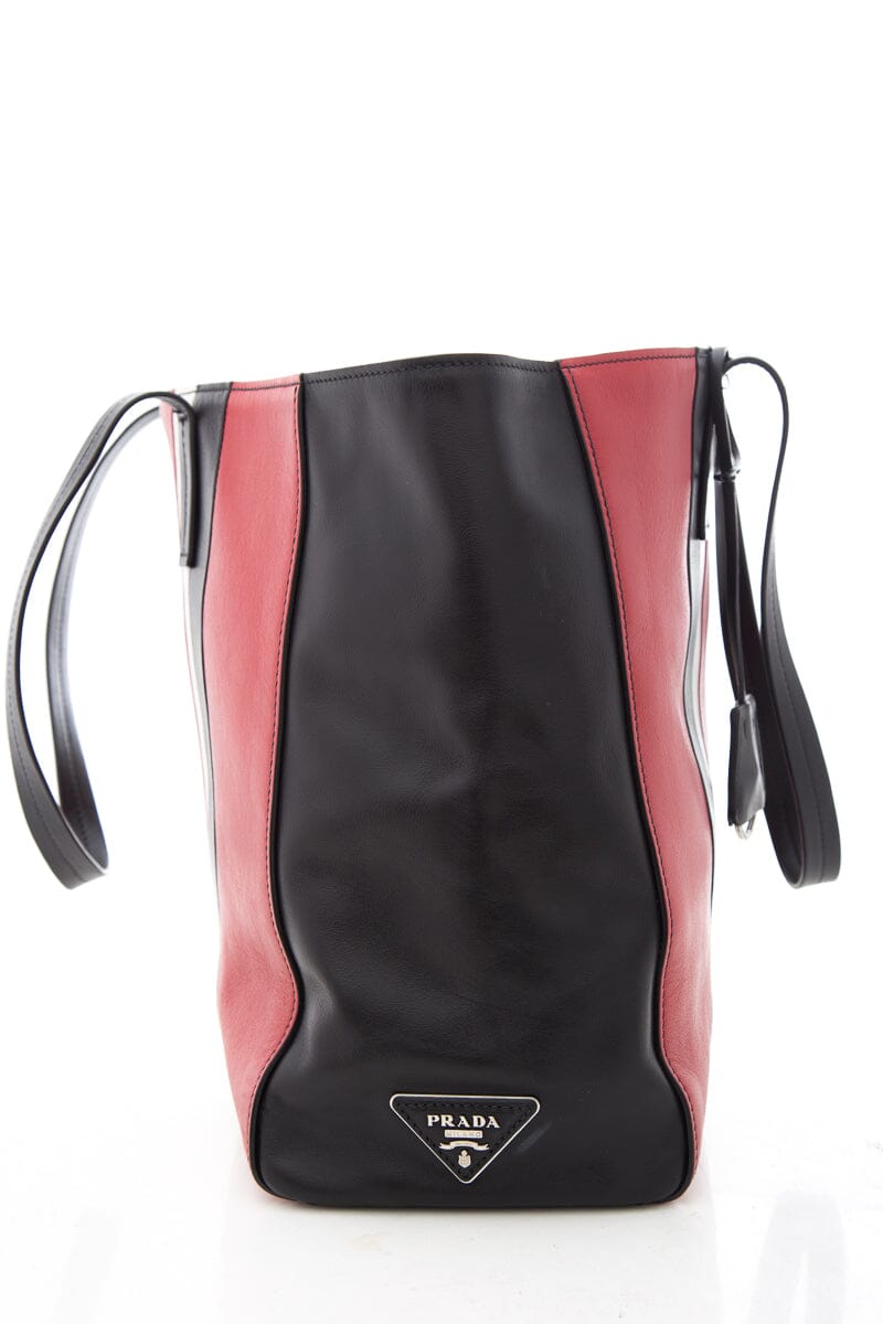 Prada Multi Striped Tote Leather Tote Bag