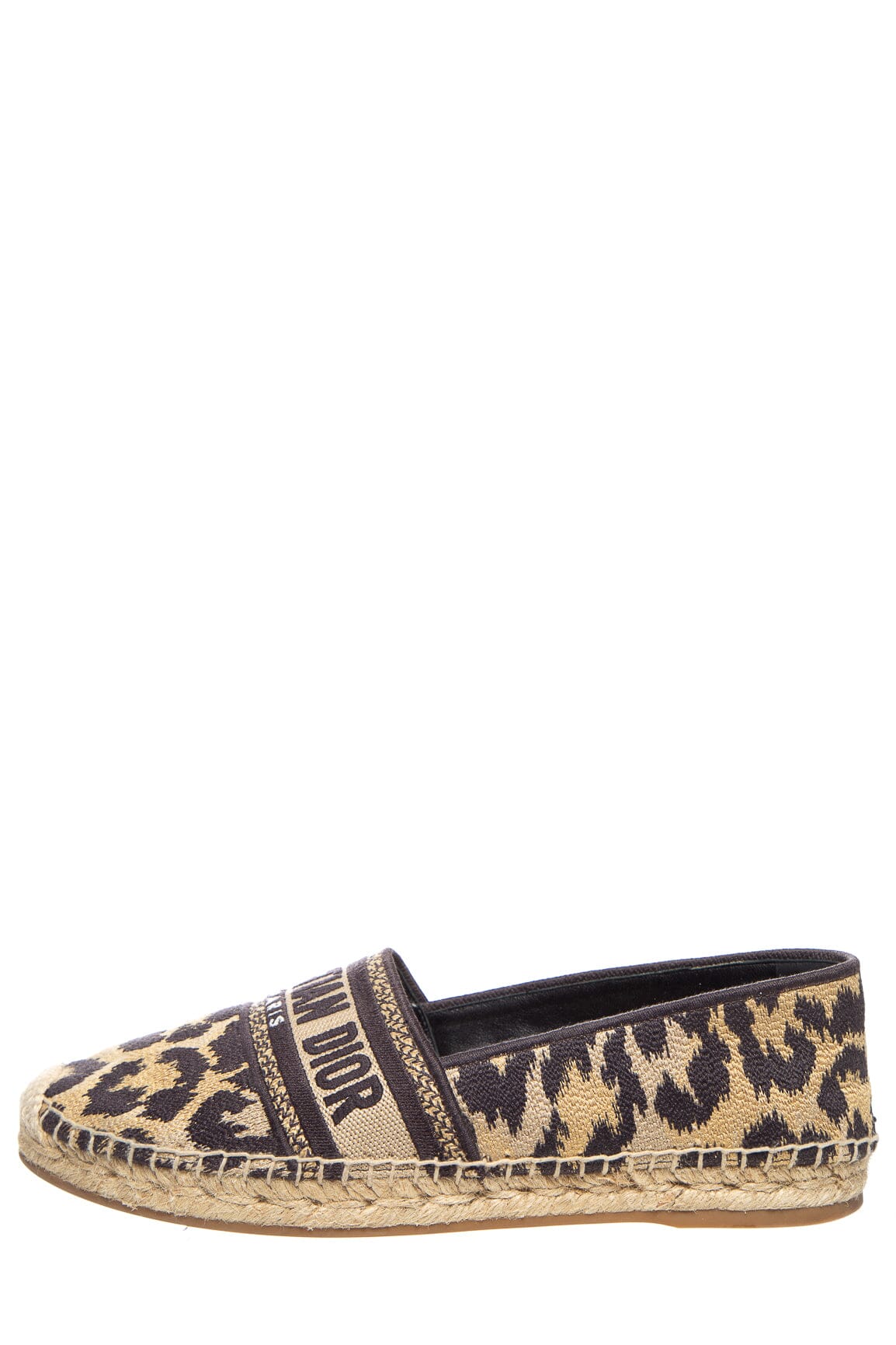 Dior Shoe Christian & Cheetah Print Espadrille SZ 39 Black Beige Shoes