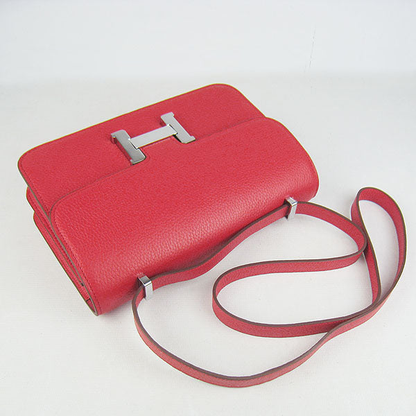 Hermes Luxury Calf Message Bag H Leather Red Travel Bag