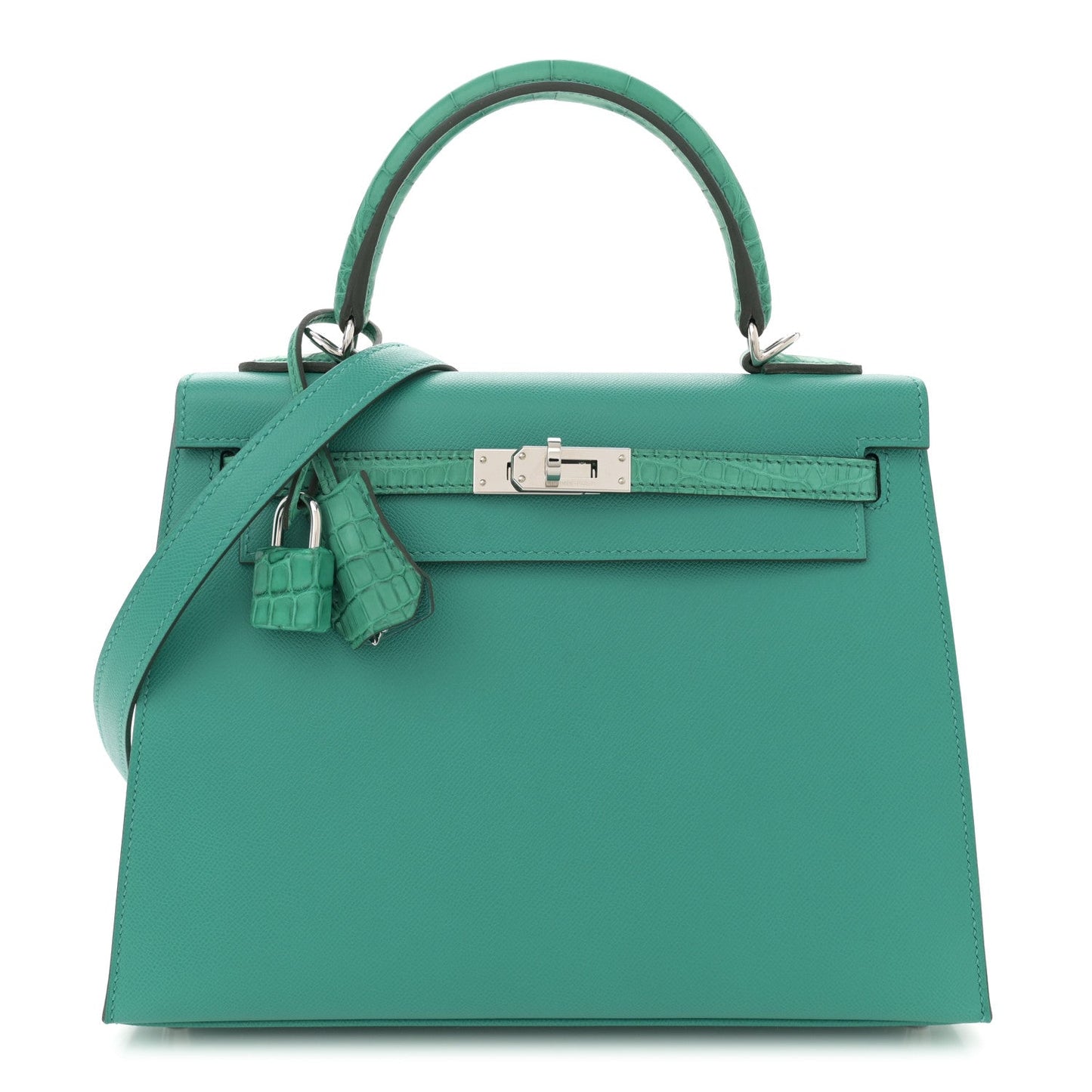 Hermes Madame Calfskin Matte Alligator Kelly Sellier Touch Vert Travel Bag