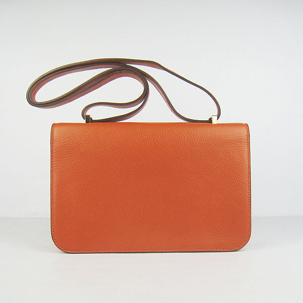Hermes Luxury Calf Message Bag H Orange Golden Leather Travel Bag