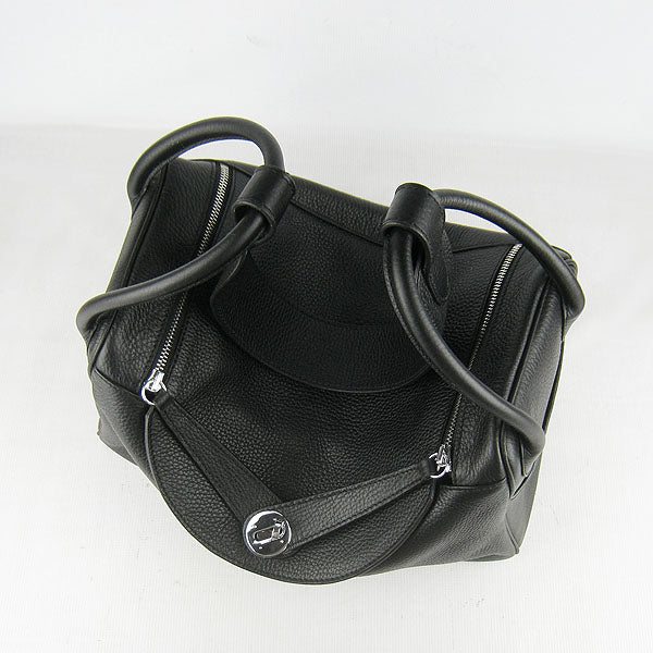 Hermes Luxury Lindy Cm Handbag Black Silver Travel Bag