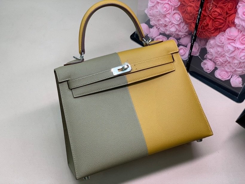 Top Quality Kelly Sellier Epsom Bag Grey Shoulder Bag