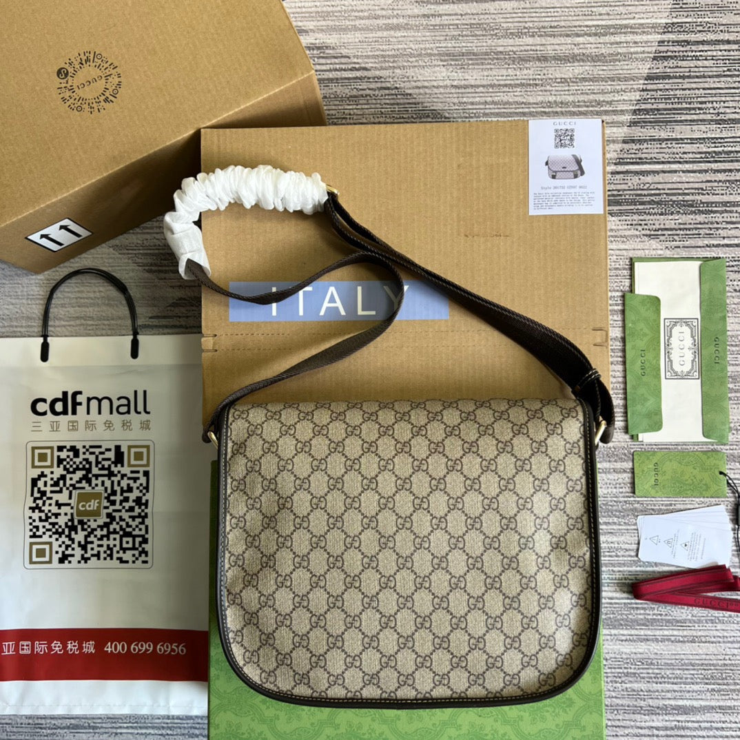 gg Messenger gg Supreme ,Men Canvas Beige Shoulder Bag