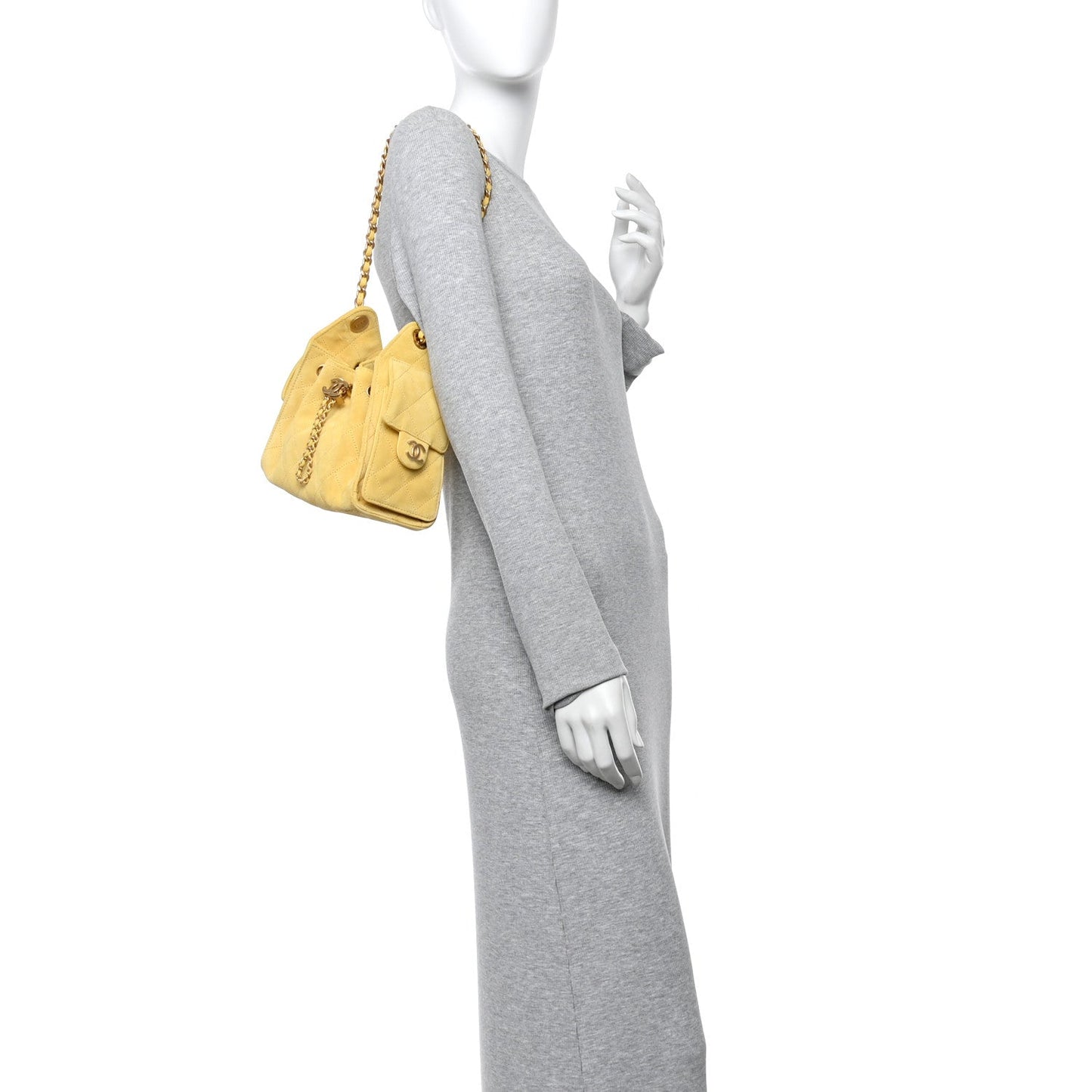 Chanel Suede Quilted Mini 25 Handbag Yellow
