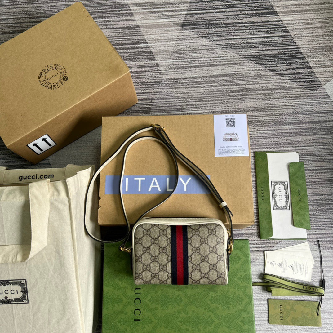 gg Ophidia gg Ebony gg Canvas White Beige Mini Bag