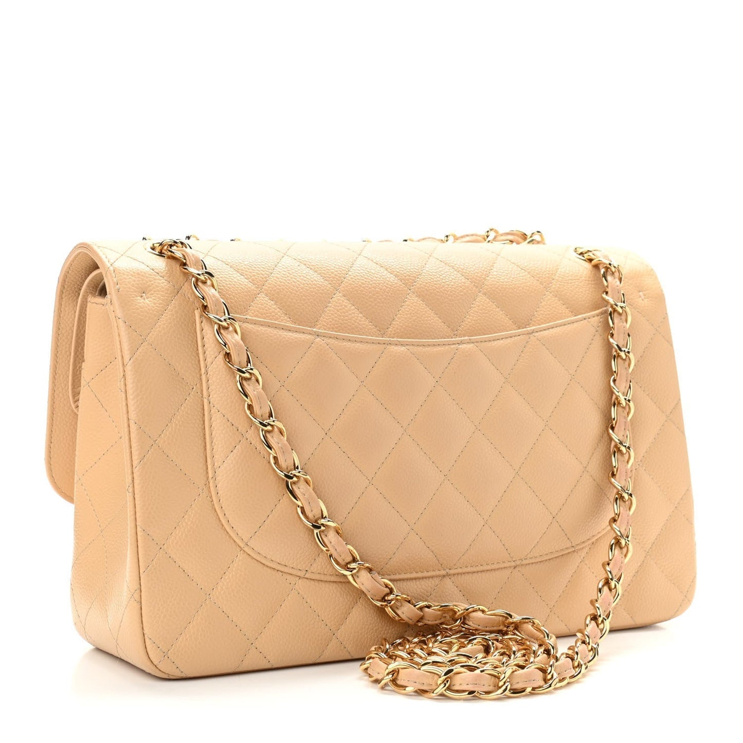 Chanel JUMBO QUILTED CAVIAR DOUBLE FLAP Leather Shoulder Bag