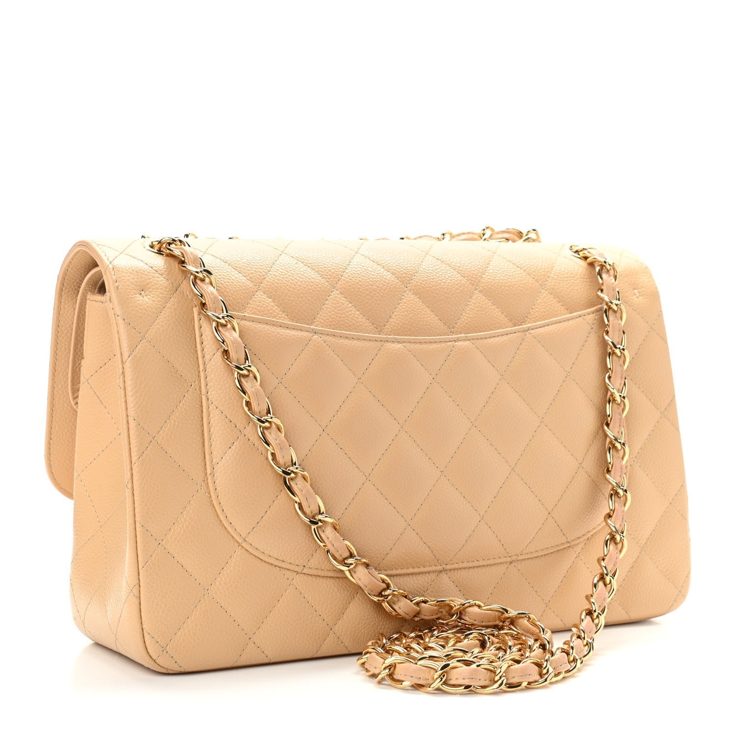 Chanel JUMBO QUILTED CAVIAR DOUBLE FLAP Leather Shoulder Bag