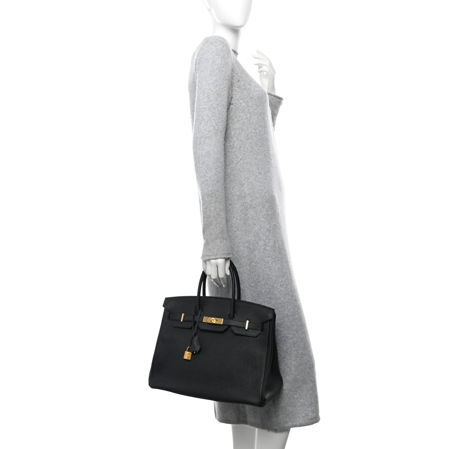 Hermes Togo Birkin Handbag Black Travel Bag 35 Black 1700110