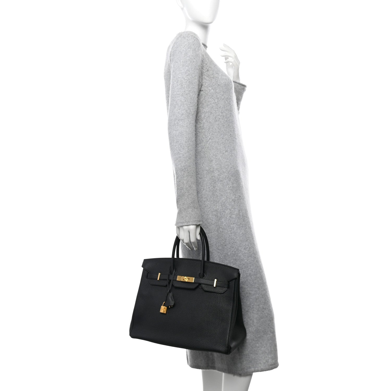 Hermes Togo Birkin Handbag Black Travel Bag 35 Black 1700110