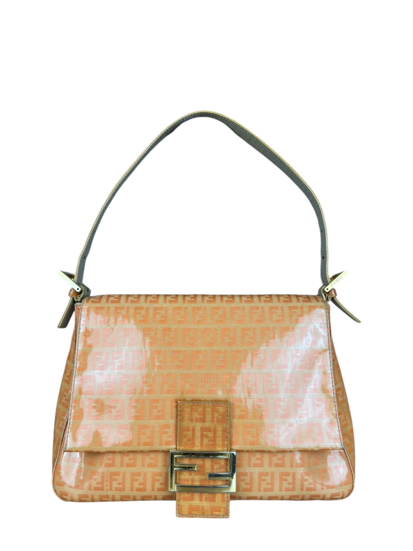 Fendi Handbag PVC FF Mamma Baguette Orange Shoulder Bag