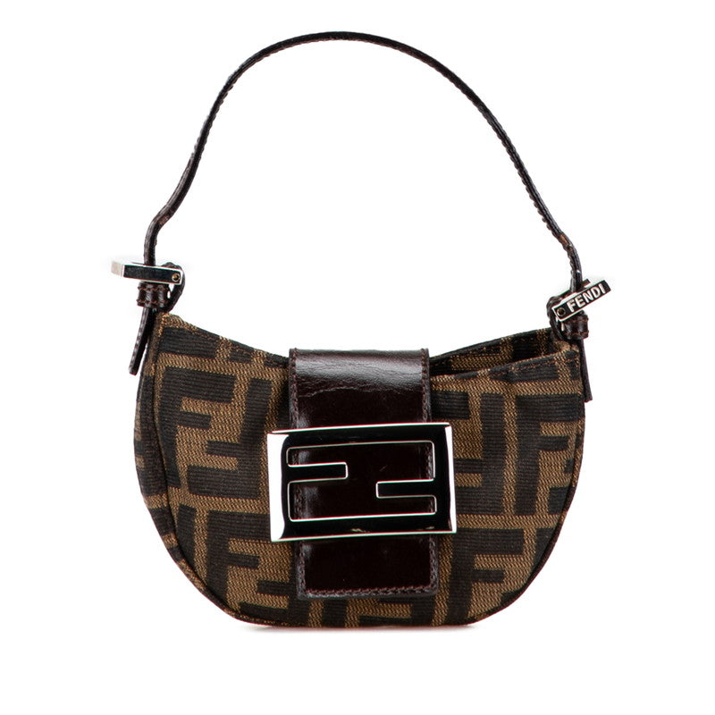 Fendi Zucca Croissant Handbag Leather Canvas Mini Travel Bag