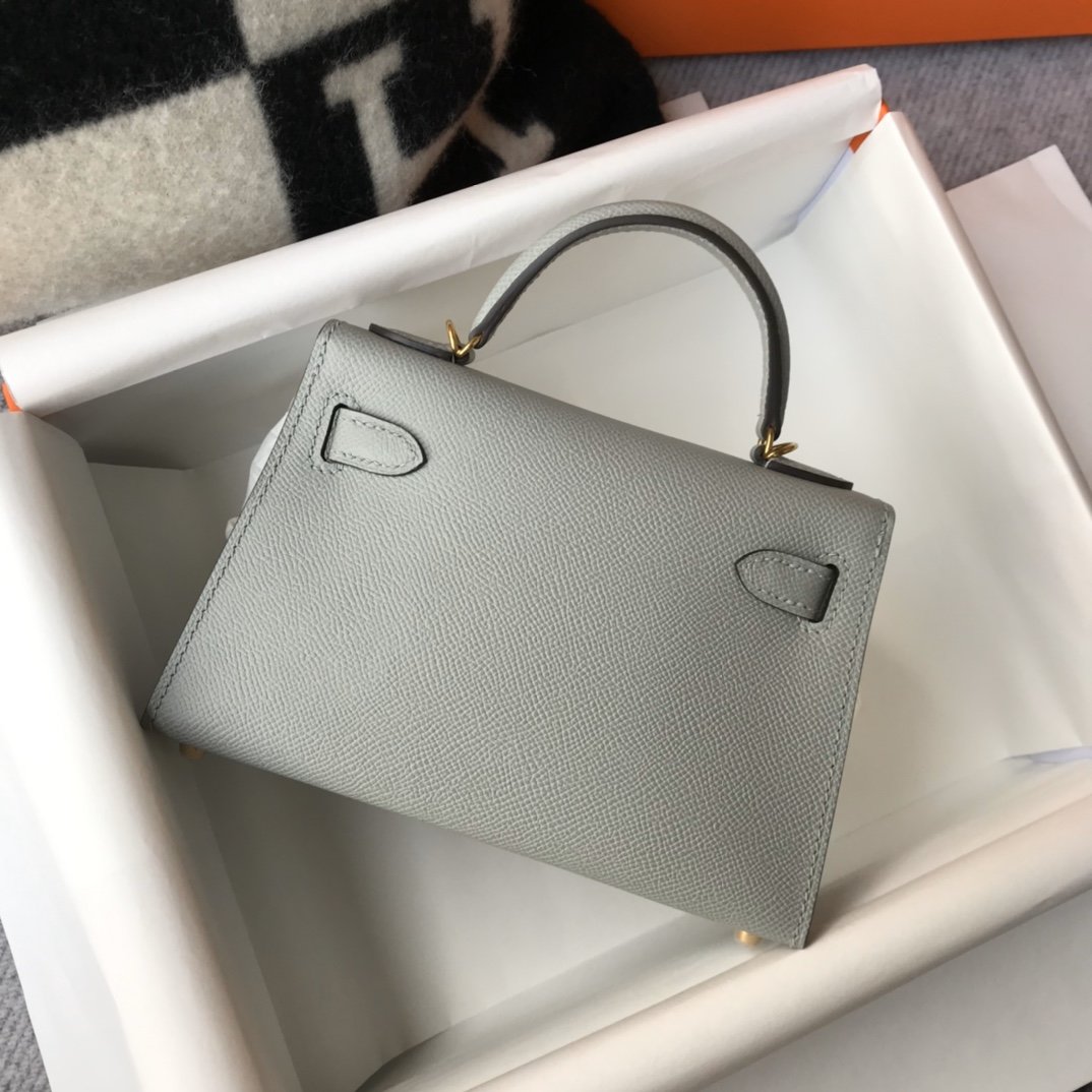 Top Quality Kelly Grey Glacier Epsom With Gold Shoulder Bag