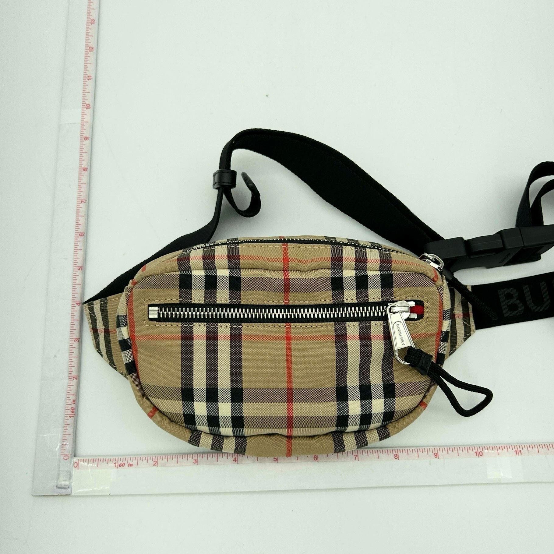 Burberry Luxury Check Cannon Bum Bag Archive Nylon Beige Small Travel Bag