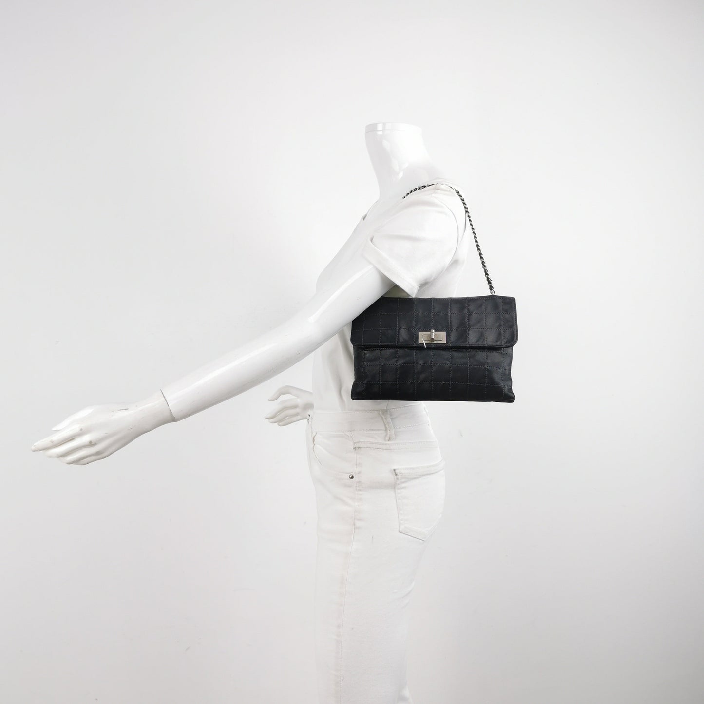 Chanel 2.55 Lambskin Square Stitching Black Shoulder Bag