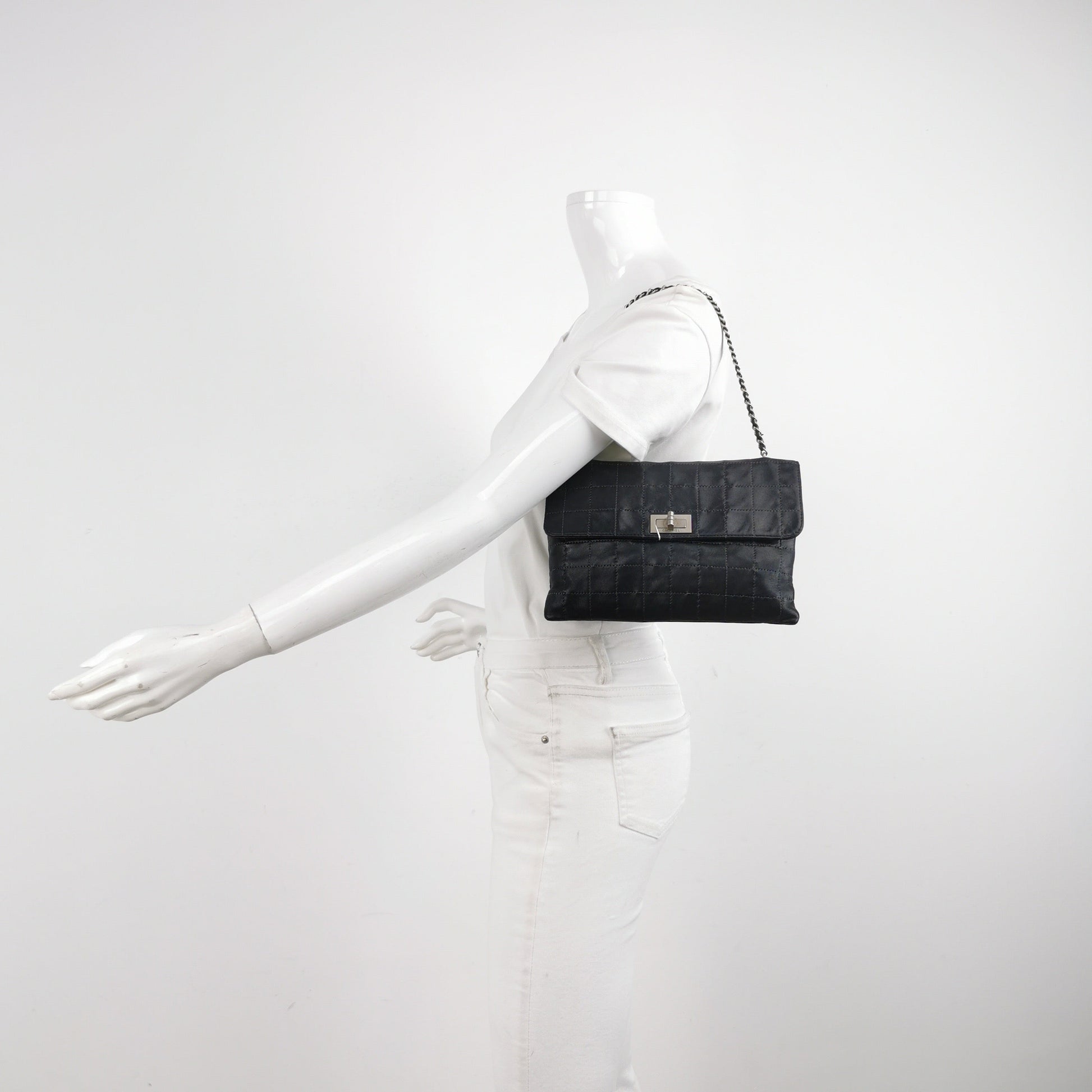 Chanel 2.55 Lambskin Square Stitching Black Shoulder Bag