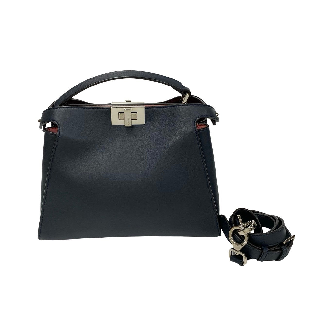 Fendi Shoulder Bag Peekaboo Essentials Women Leather Navy
