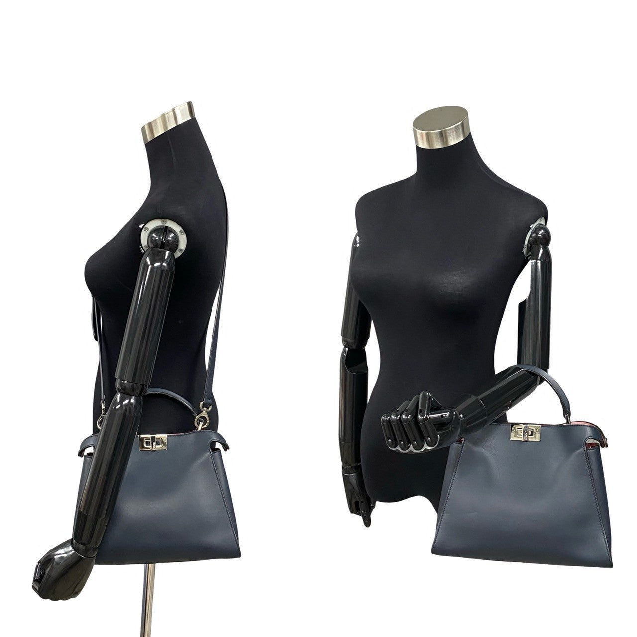 Fendi Shoulder Bag Peekaboo Essentials Women Leather Navy