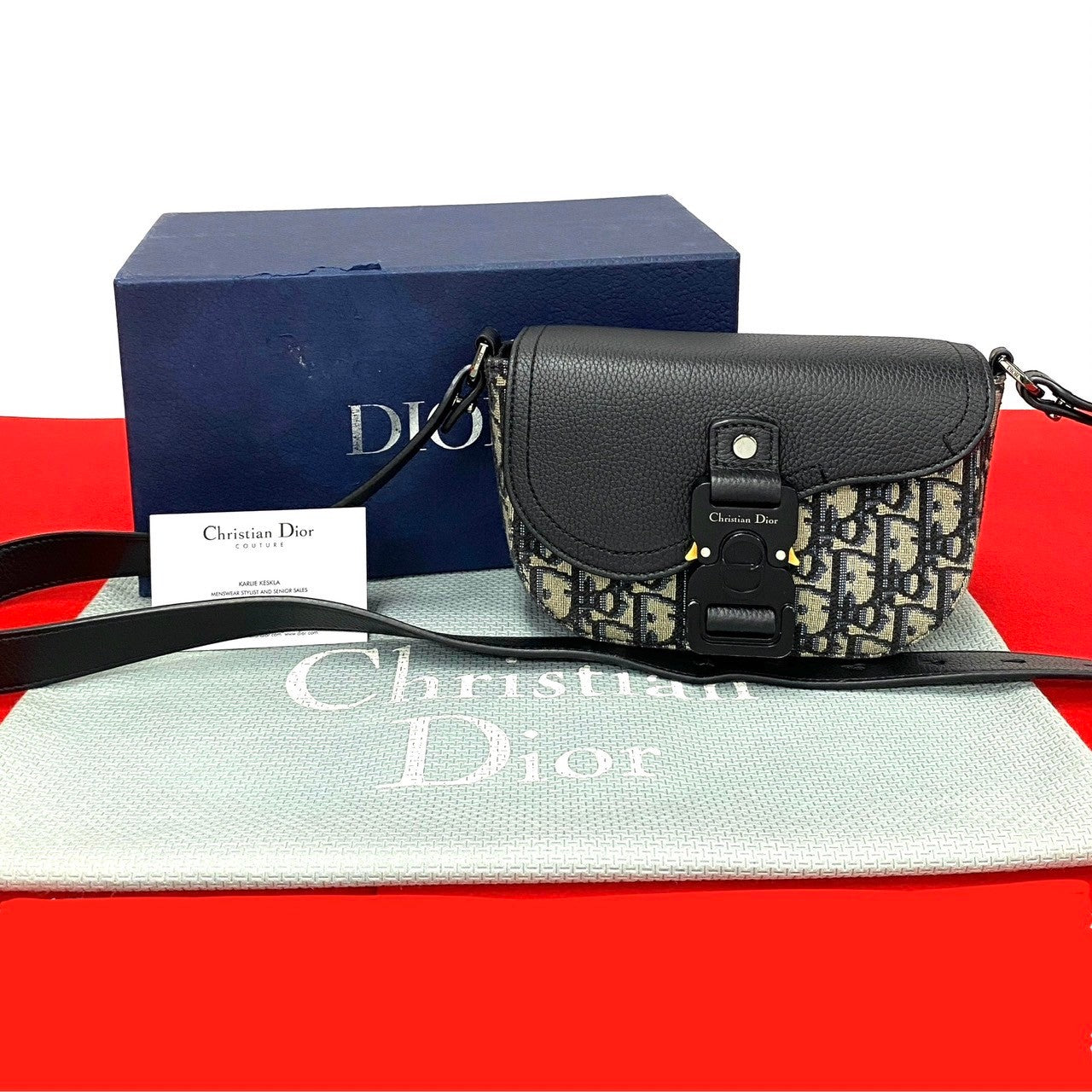 Dior Shoulder Bag , Oblique Saddle Pouch Women Leather Canvas