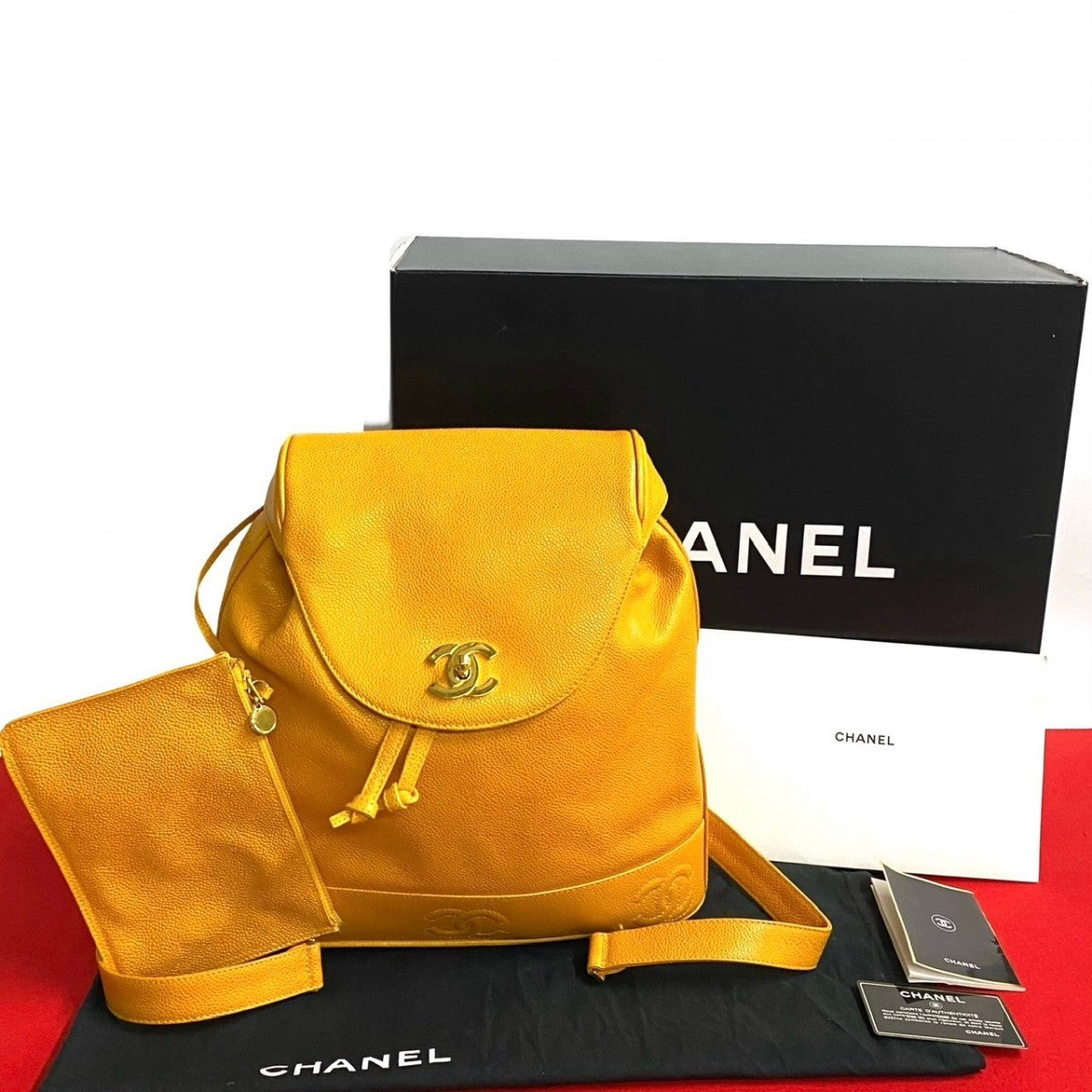 Chanel Backpack Matt caviar skin yellow Trip