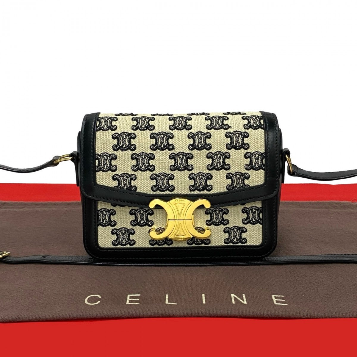 Shoulder Bag , Triomphe Logo Metal Teen Leather Canvas