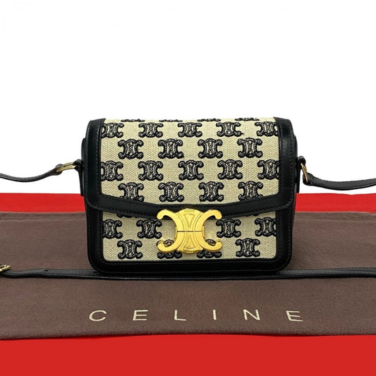 Shoulder Bag , Triomphe Logo Metal Teen Leather Canvas
