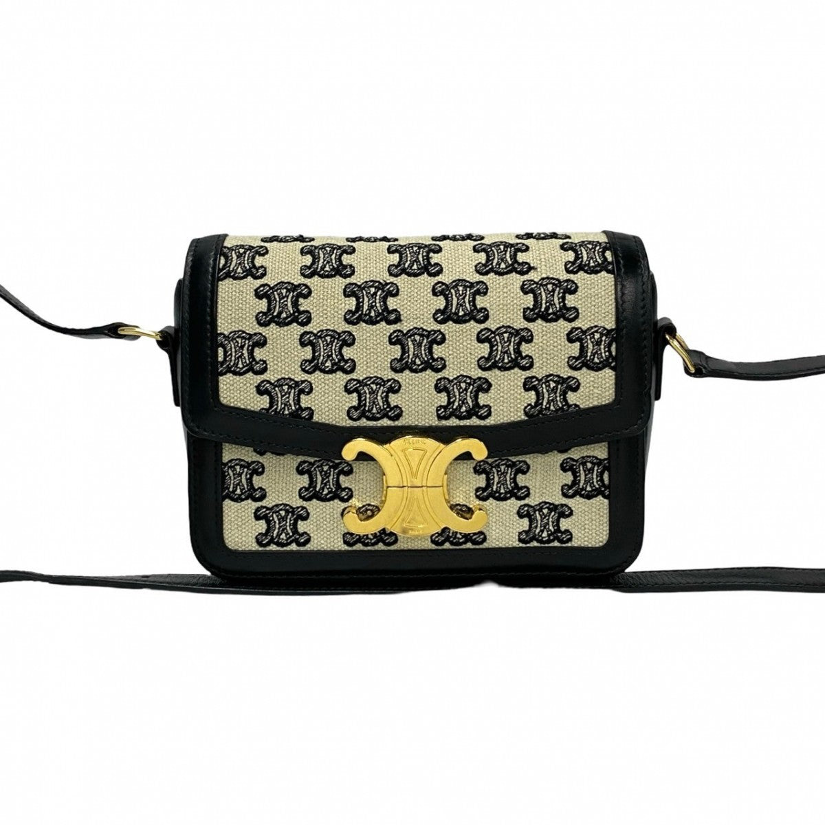 Shoulder Bag , Triomphe Logo Metal Teen Leather Canvas