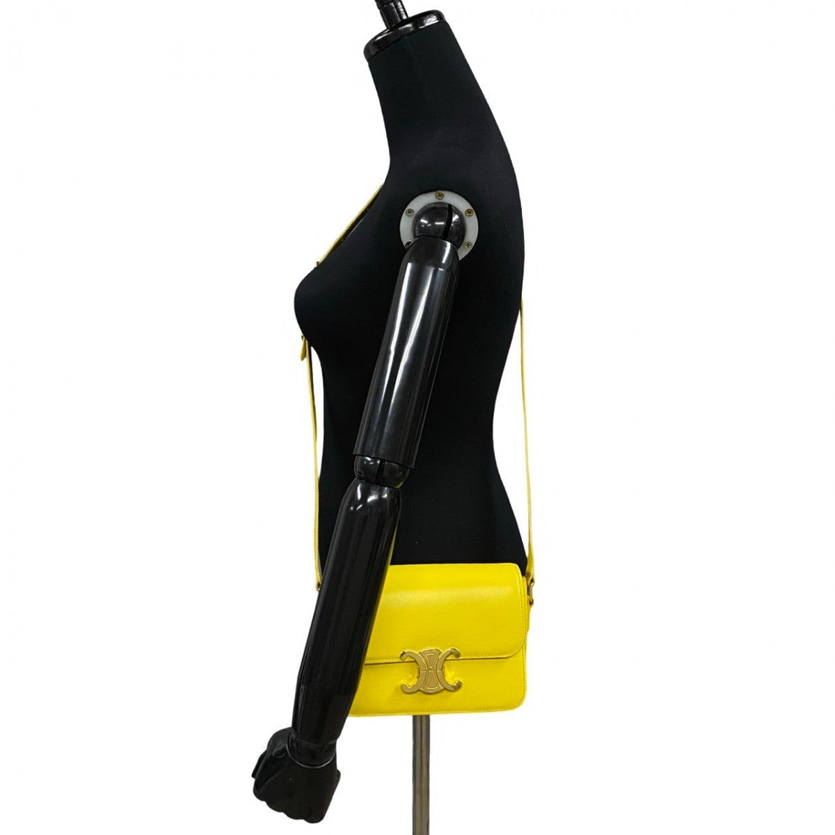 Shoulder Bag Calfskin, Yellow Triomphe Metal Teen Leather Logo