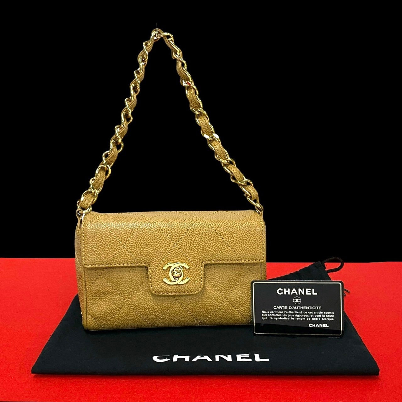 Chanel Matt caviar skin Matrasse Beige Handbag