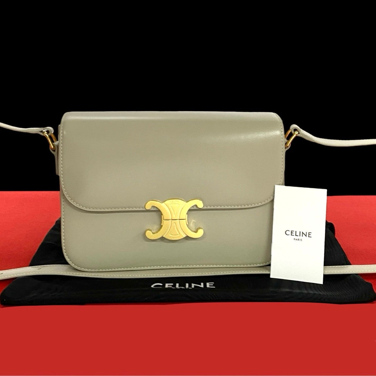 Shoulder Bag Calfskin, Classic Triomphe Women Leather Beige