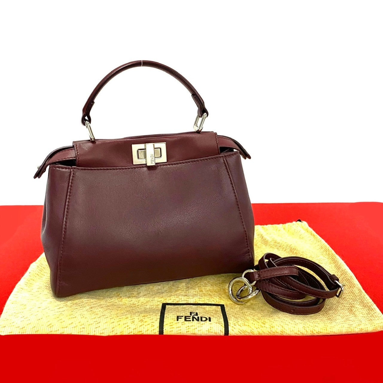 Fendi Peekaboo 2Way Bag Leather Travel Bag 2Way Bag 2
