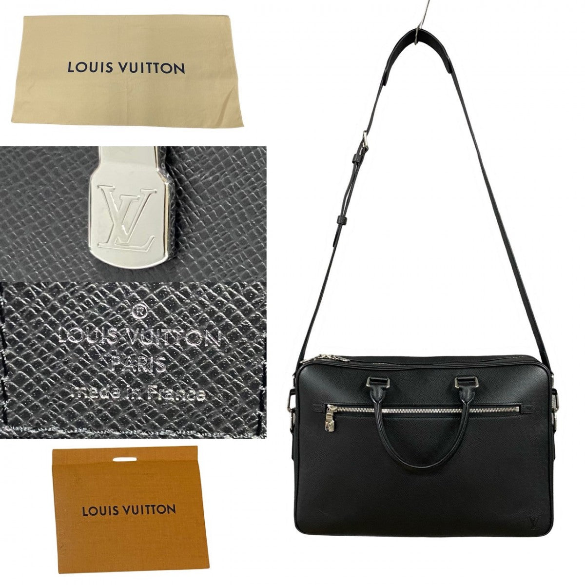 Louis Vuitton M33441 Taiga Porto Documan-Voyage Leather Black Shoulder Bag