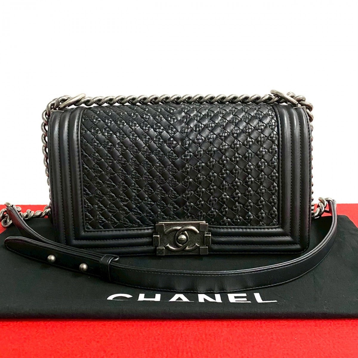 Chanel lambskin COCO Mark Boy Black Shoulder Bag