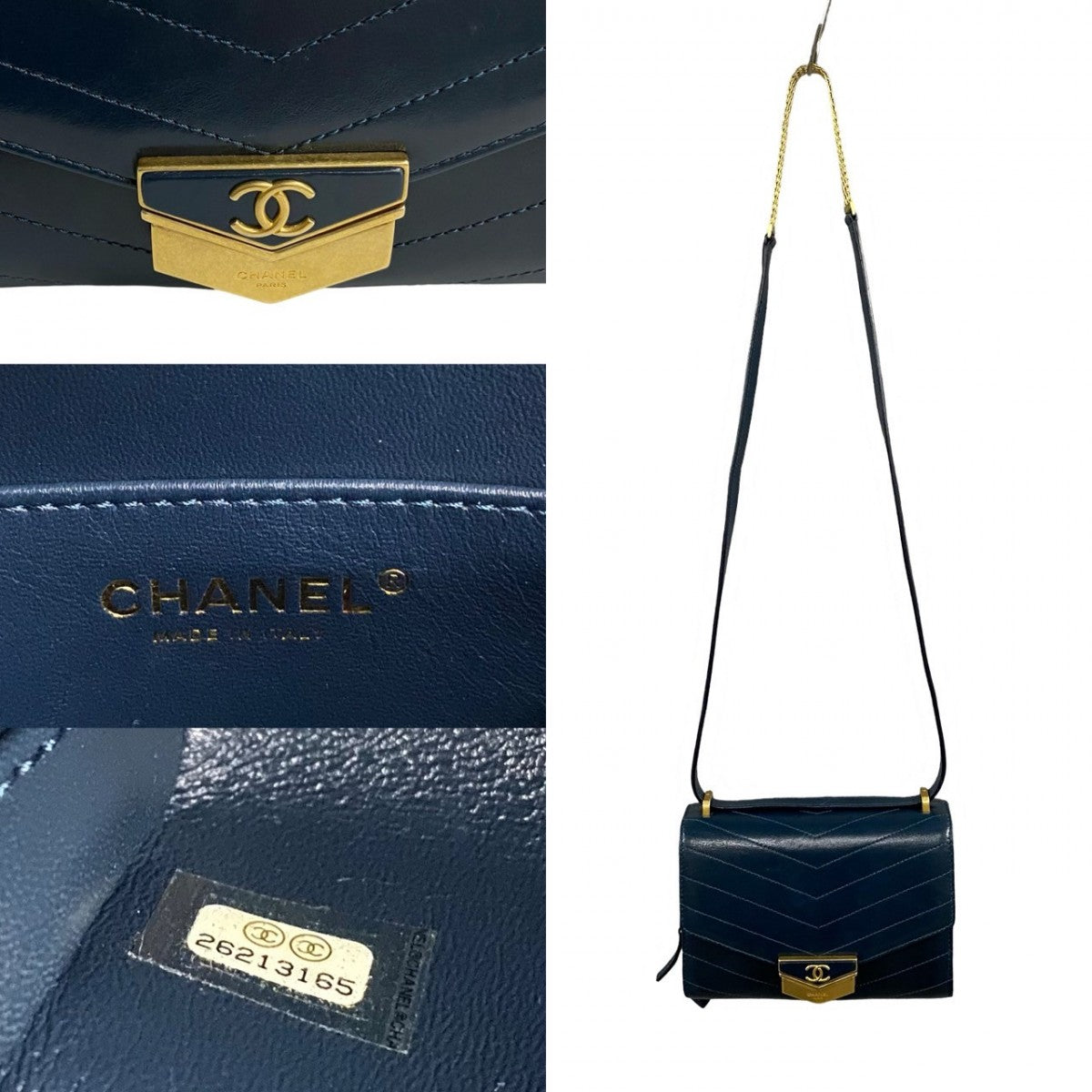 Chanel lambskin Navy COCO Mark Vstitch Shoulder Bag