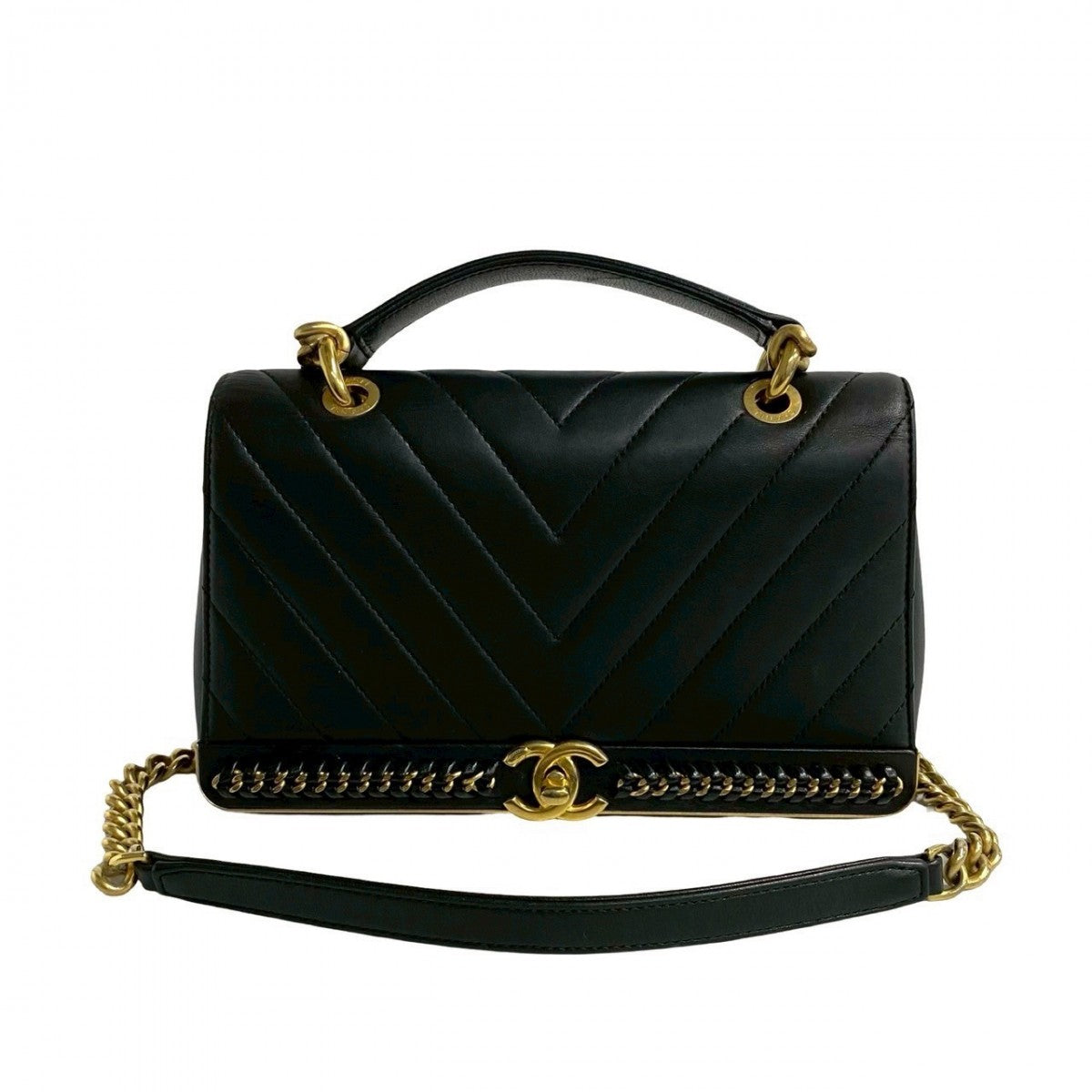 Chanel Vstitch Black Leather Shoulder Bag