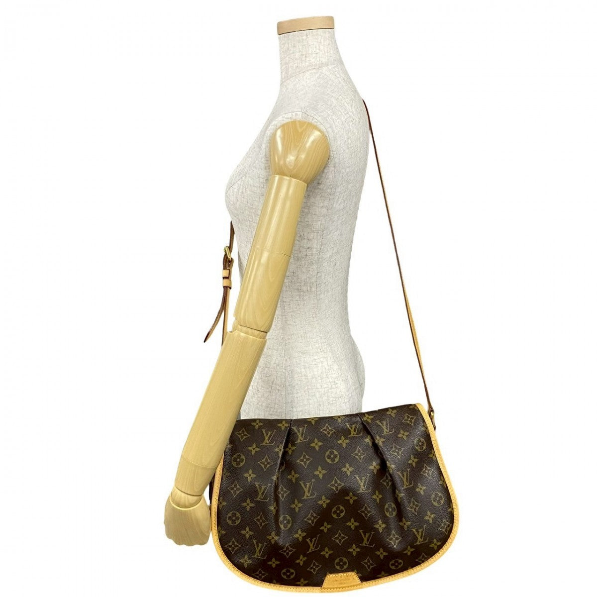 Louis Vuitton M40473 PVC Menilmontan MM Monogram Leather Brown Shoulder Bag