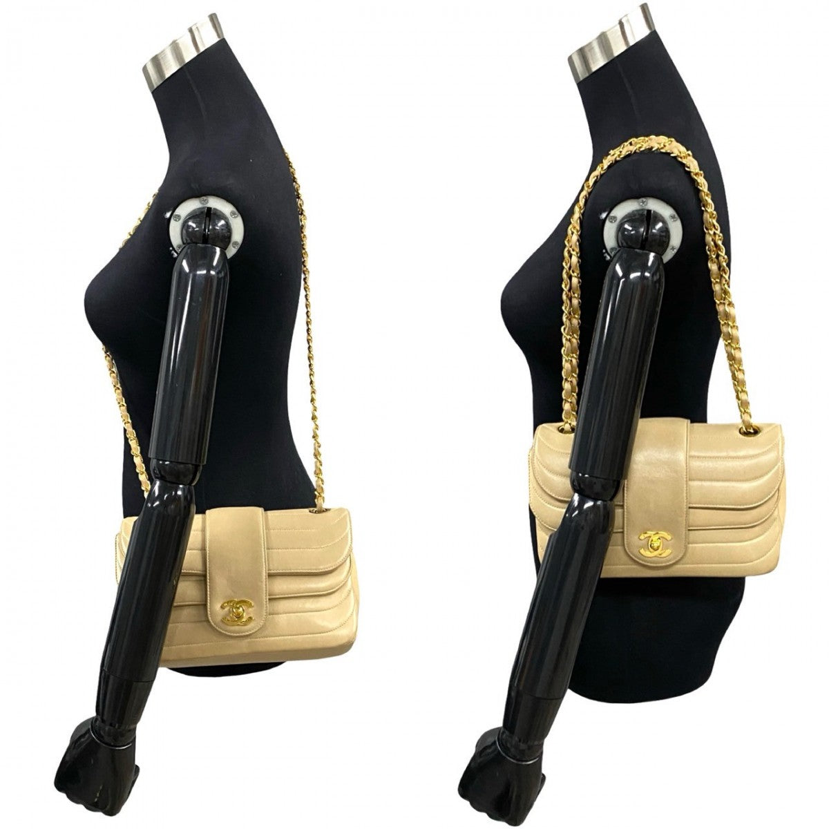 Chanel lambskin COCO Mark W flap Beige Shoulder Bag