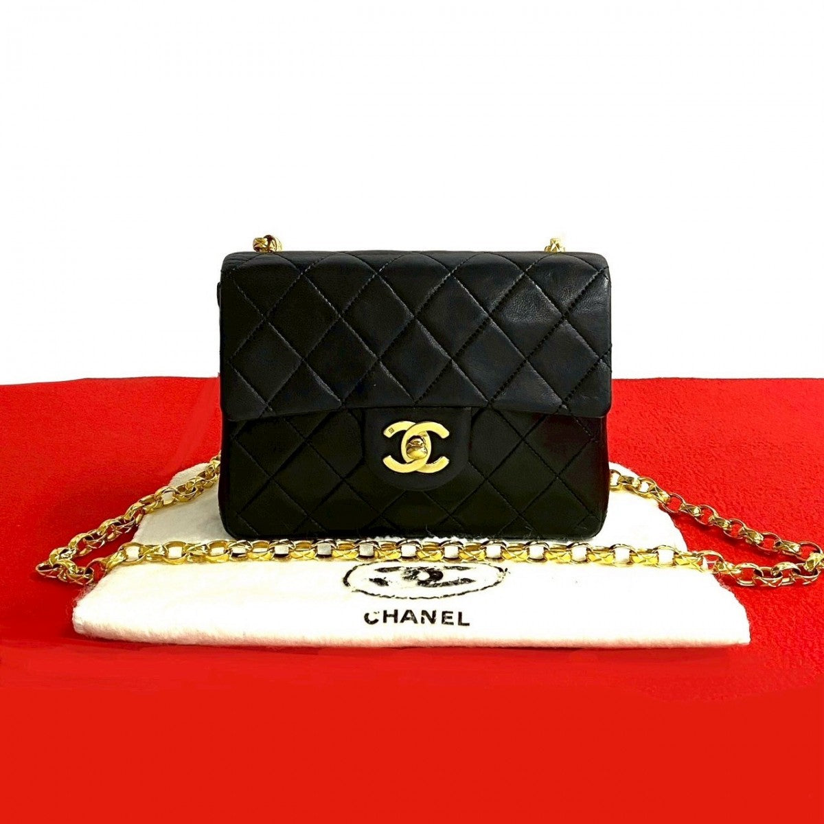 Chanel lambskin COCO Mark Matrasse Black Shoulder Bag 6Sbk Wz484143