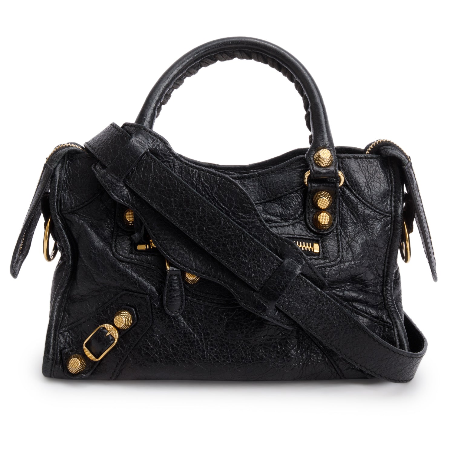 Balenciaga Arena Lambskin Classic City Bag Leather Black Travel Bag