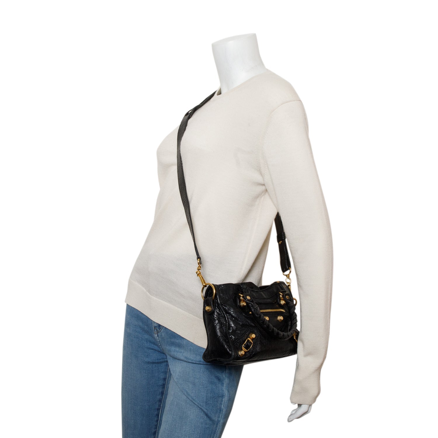 Balenciaga Arena Lambskin Classic City Bag Leather Black Travel Bag