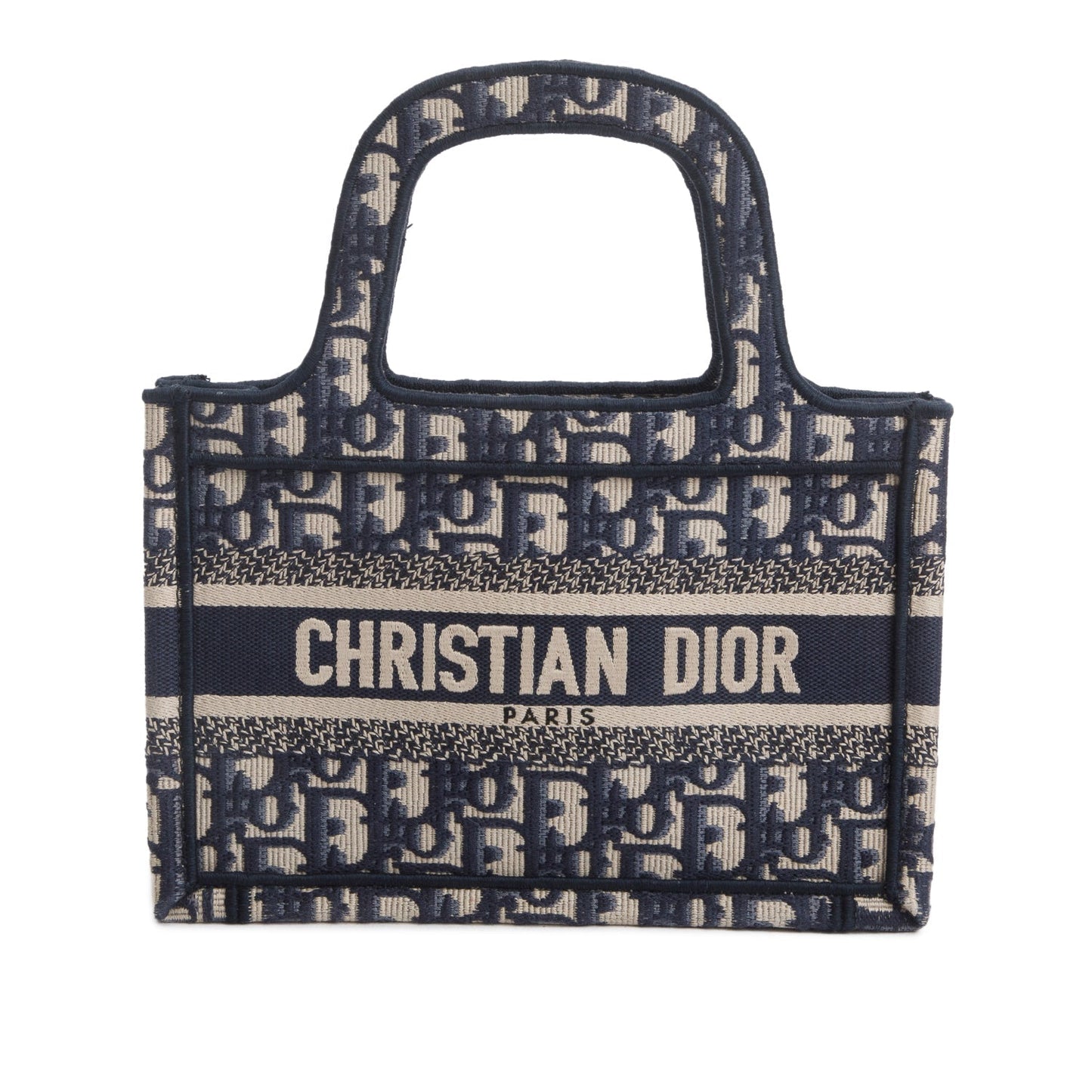 Dior Christian Oblique Book Tote Handbag Canvas Blue Tote Bag