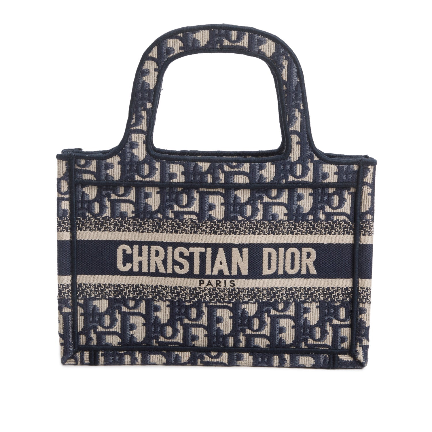 Dior Christian Oblique Book Tote Handbag Canvas Blue Tote Bag